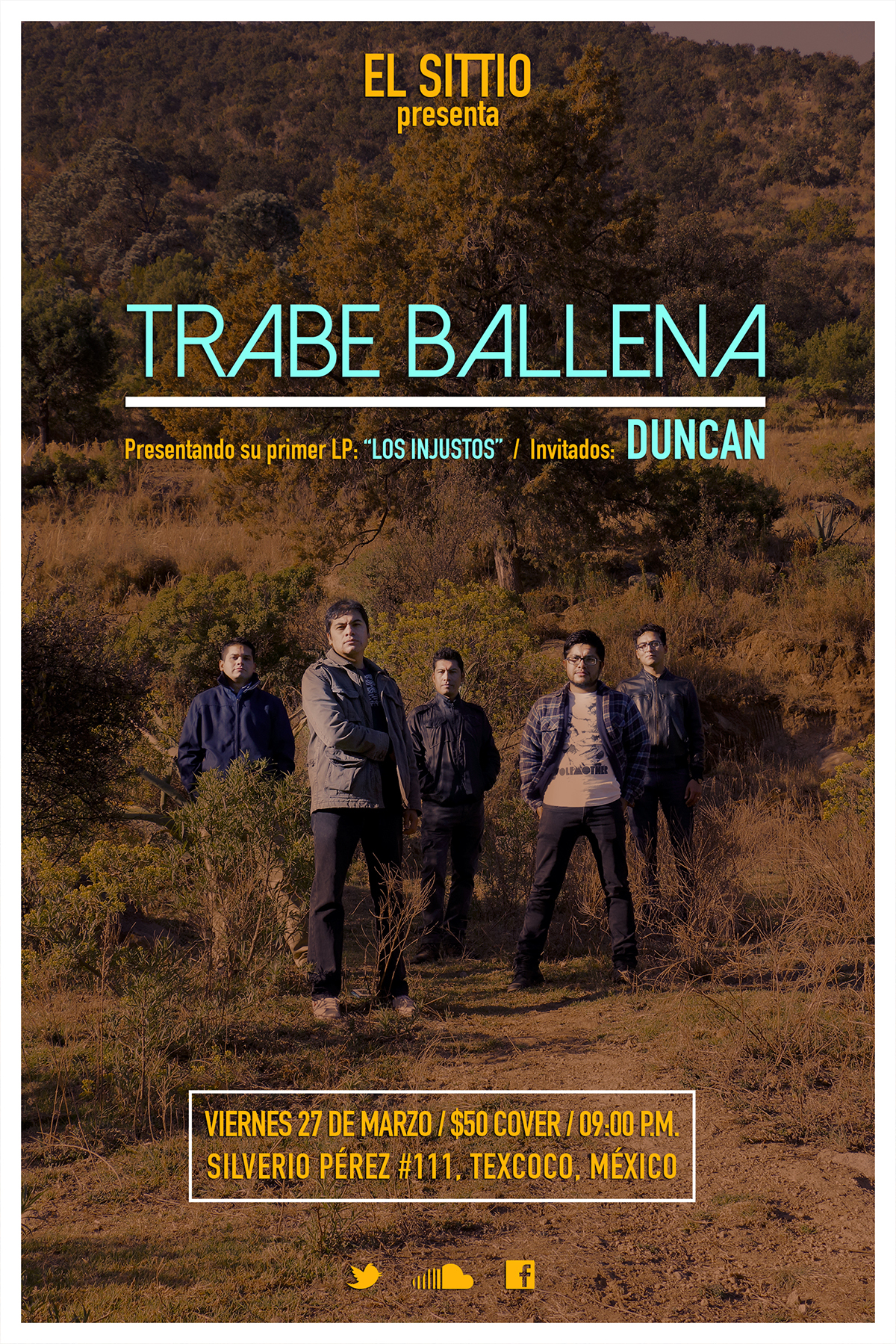 flyer poster poster gig rock band El Sittio Trabe Ballena brochure Rock Festival mexico