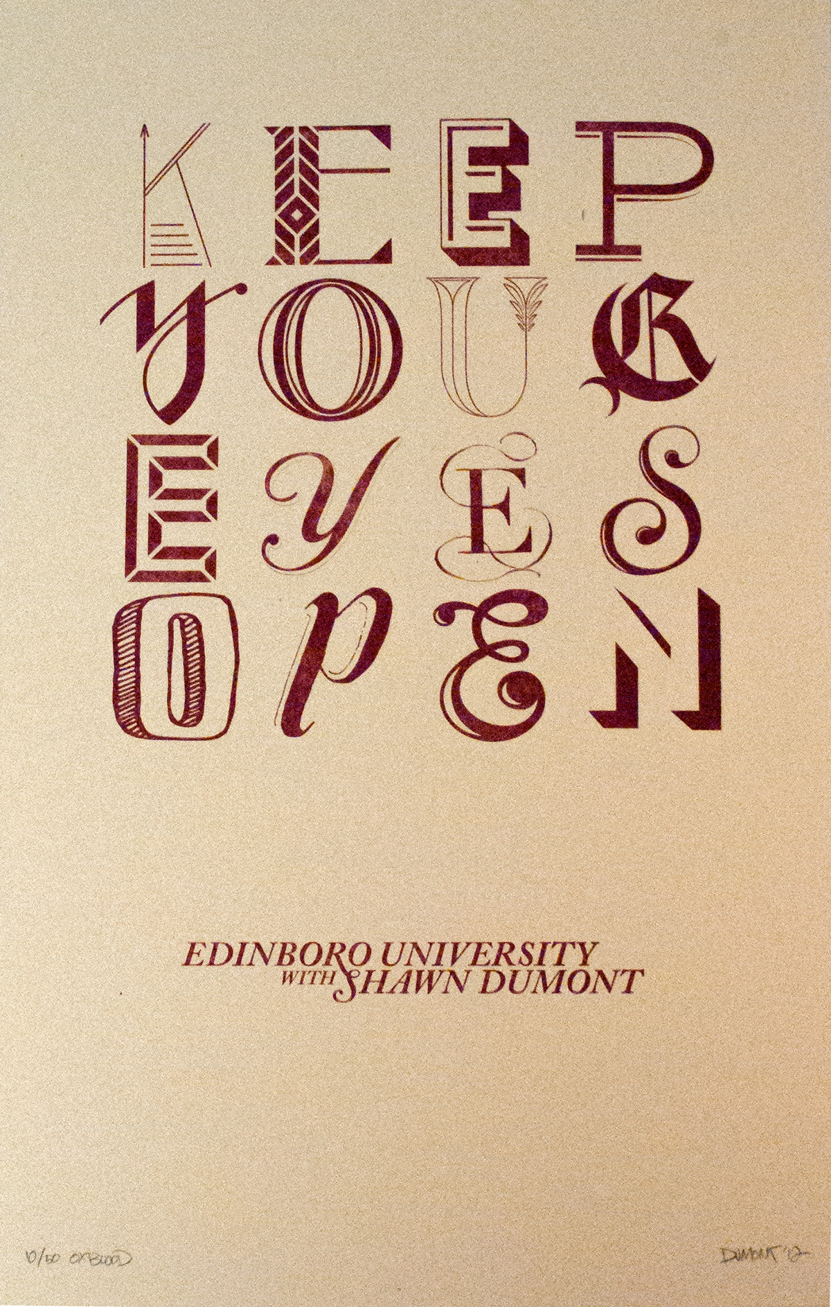 letterpress Edinboro Universitiy posters paper printmaking Shawn Dumont aiga
