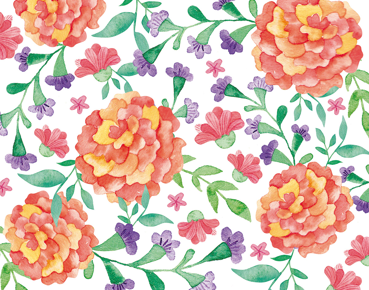 flower Okinawa pattern watercolor