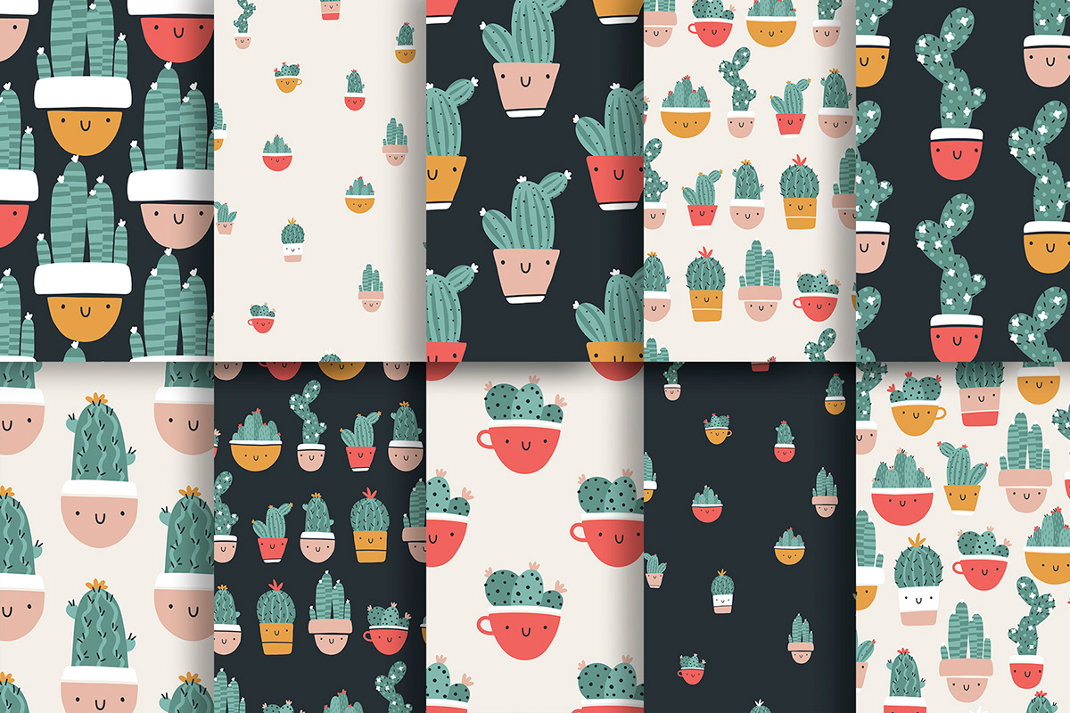 cactus cartoon childish Clothing cute fabric Fashion  hand drawn pattern Pots