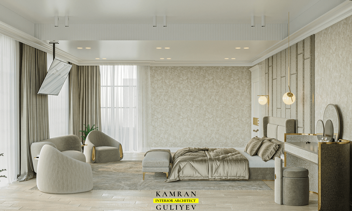luxury bedroom interior design  visualization archviz CGI 3ds max master bedroom baku Suite Bedroom