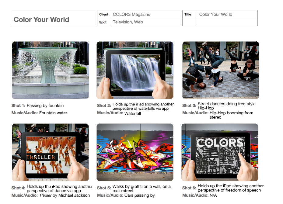 Colors Magazine promotional video interactive app development concept user interface storyboard photoboard Digital Magazine