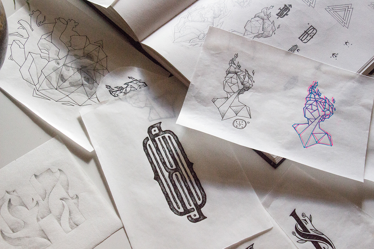 sketch logo studio tattoos #pencil ink drawingpencil simbol marks ILLUSTRATION 