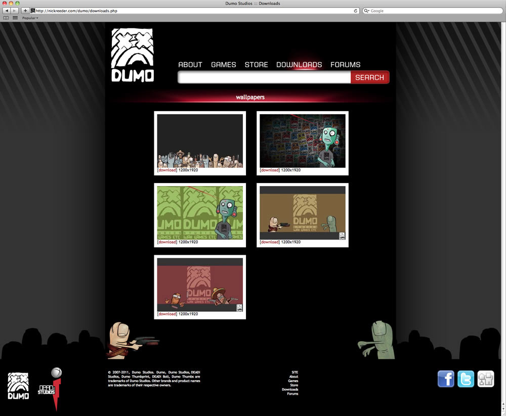 dumo thumb Web site page studios video game zombie