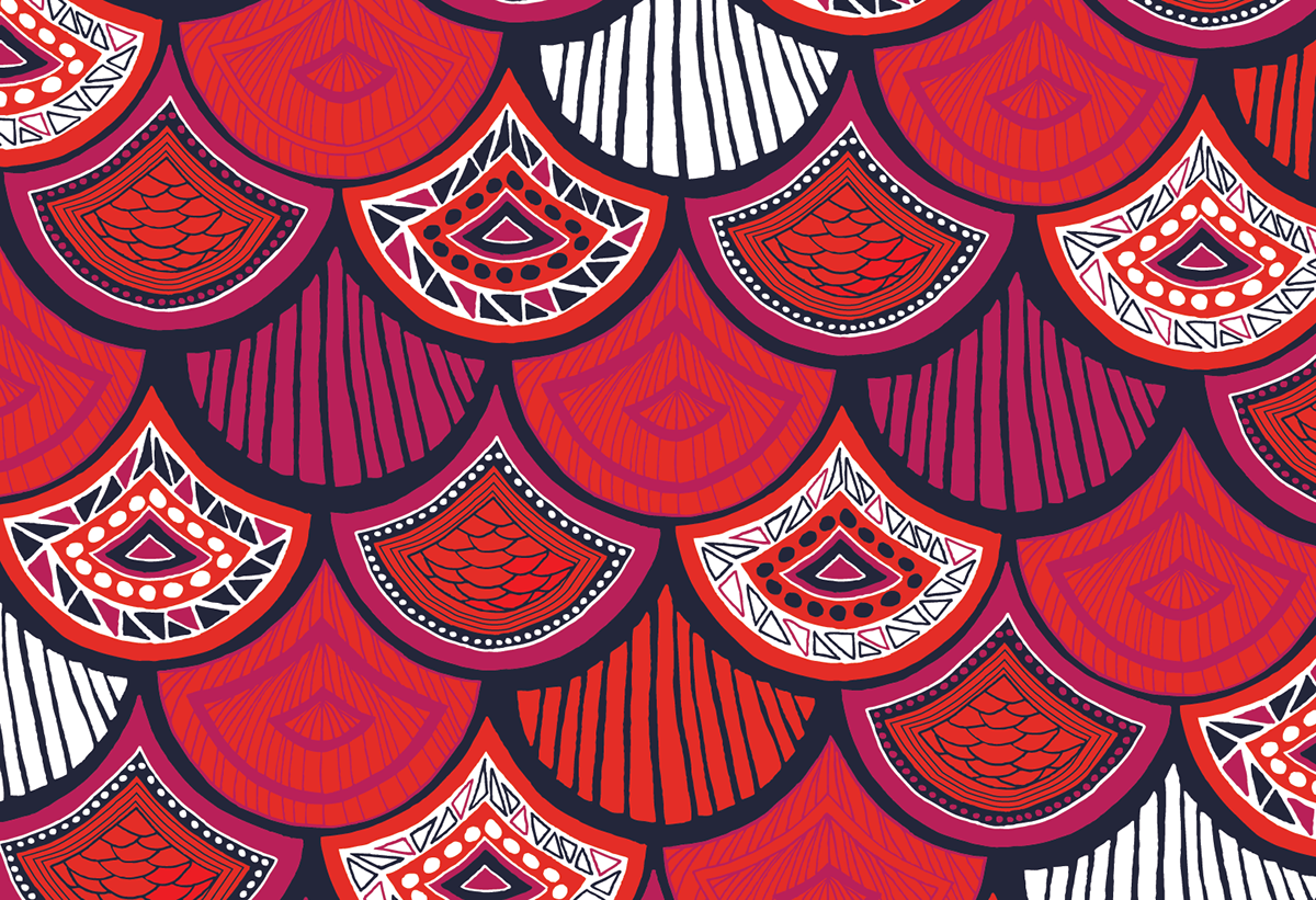 print pattern african batik geometric shape line colour repeat tesselate screen print