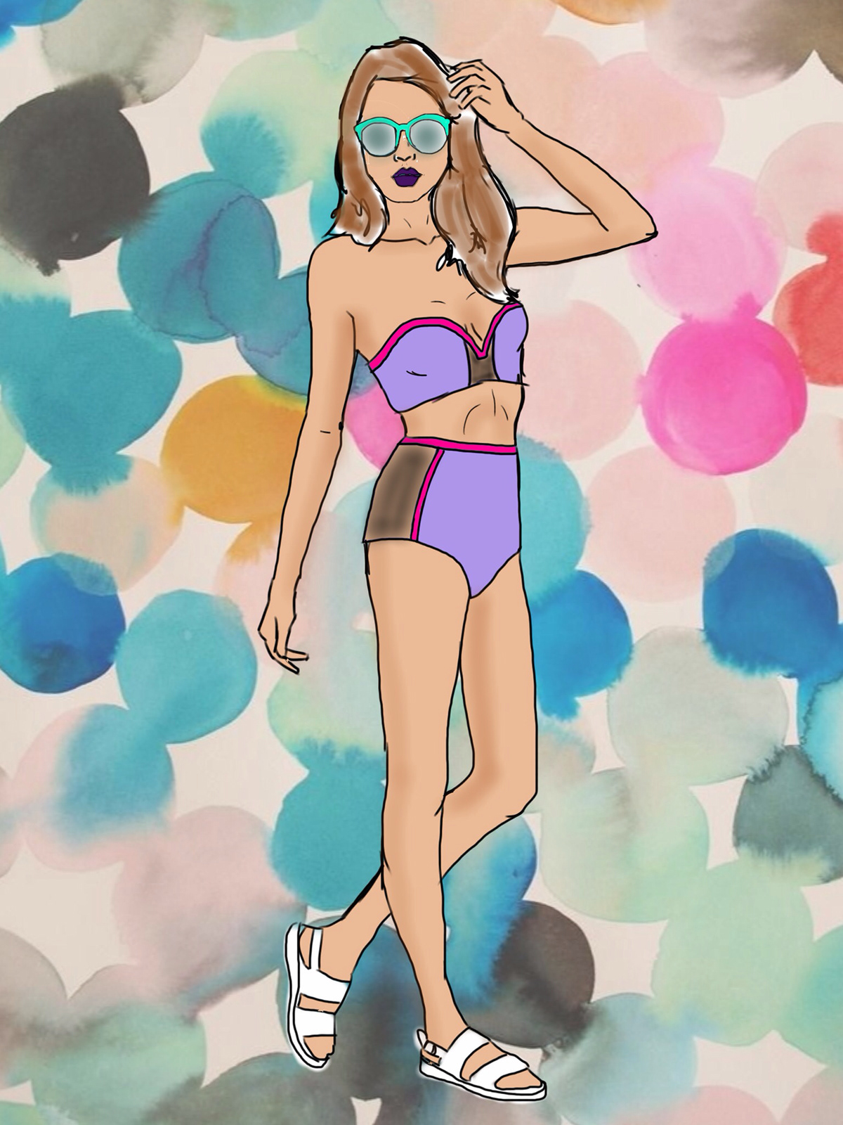 watercolor design swimsuit