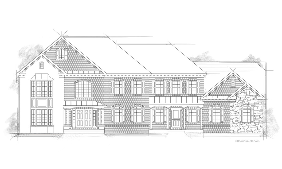 technical illustration'architectural drawing front elevatio house home building