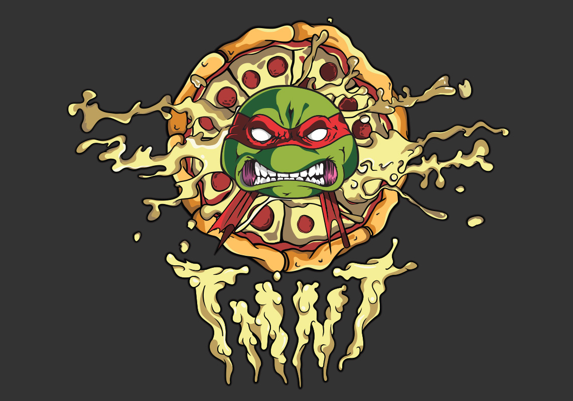 Ninja Turtles,Pizza,shirt,tee,Çizim,İllüstrasyon.