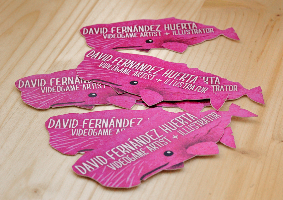 business card business card Whale cute pink illustrated Video Games Videogames artist david fernandez Huerta