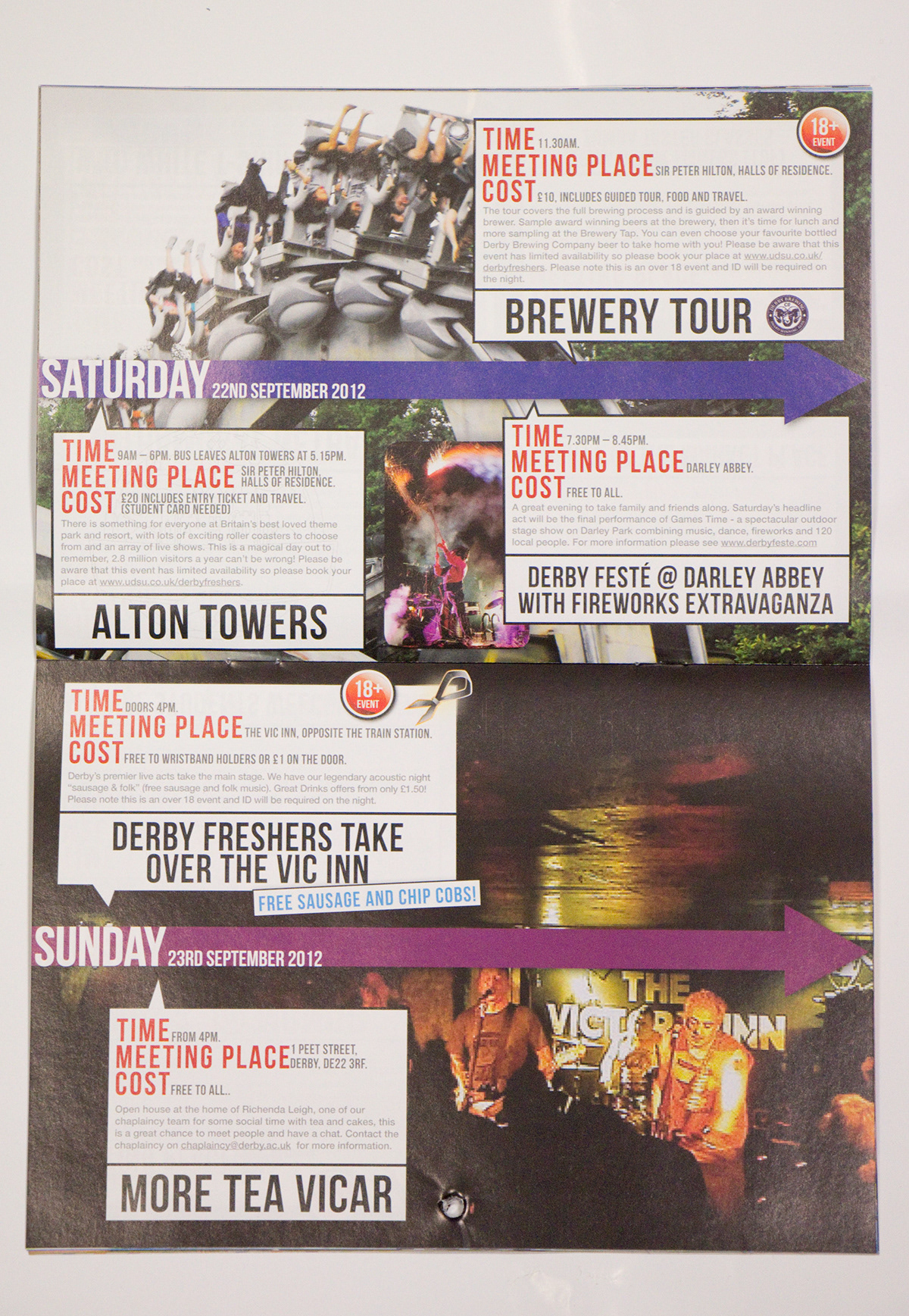 booklet design University of Derby students' union freshers week Guide