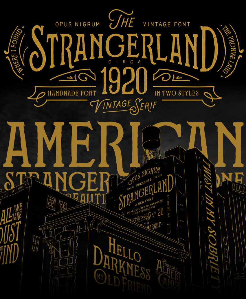 stranger typographic handmade vintage Retro american heritage Denim free font