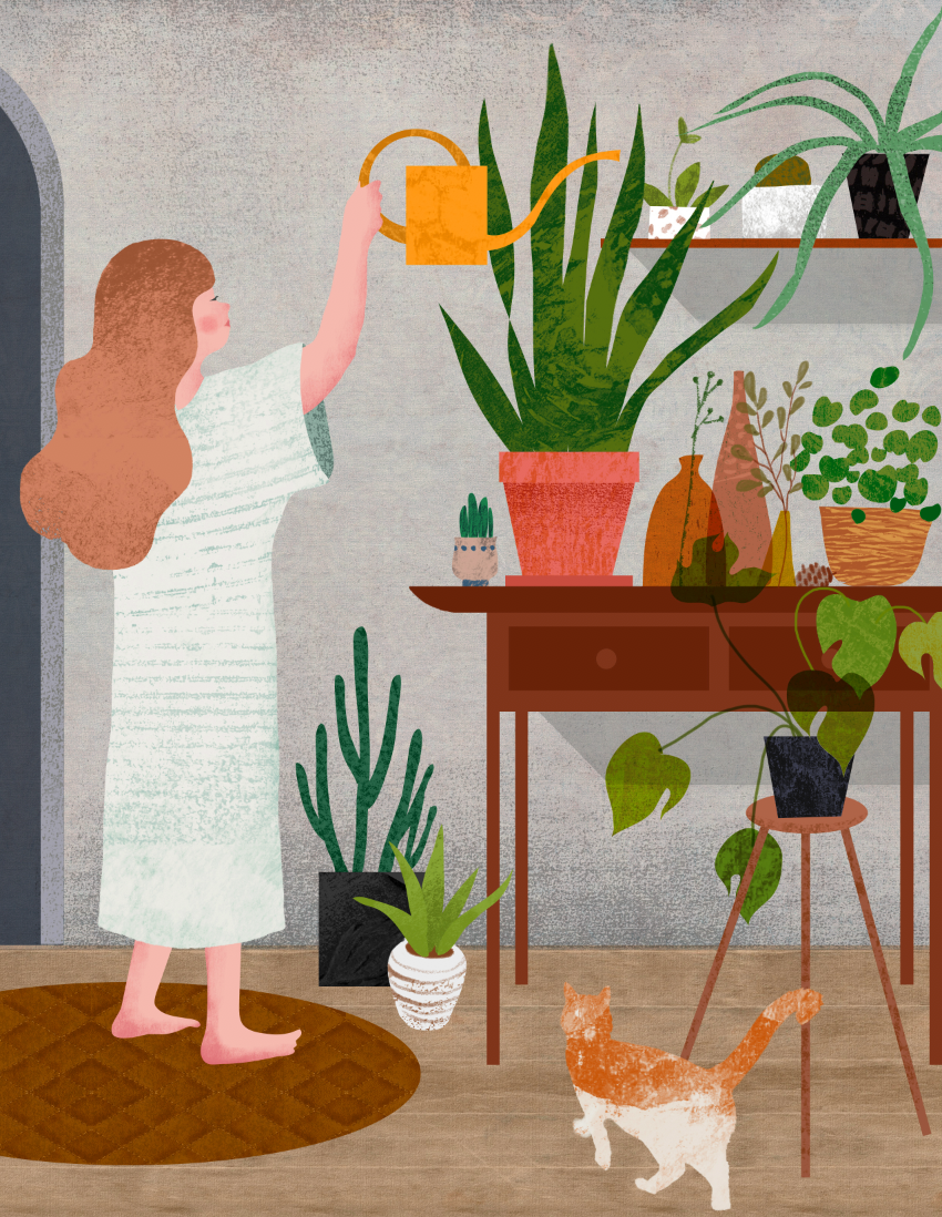 plants home quiet Cat girl