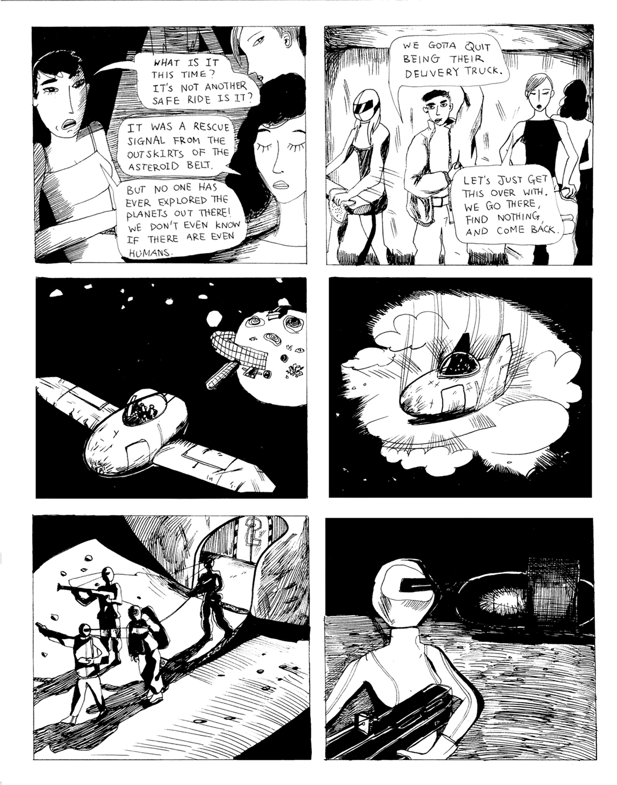 Space  mission science fiction comics pen ink girls girl gang feminism futurist blockbuster