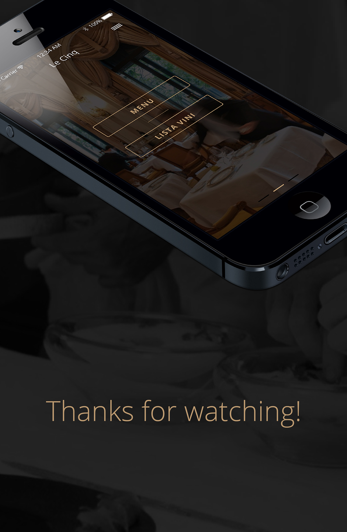 le cinq restaurant app concept Paris ios iphone iphone 6 luxury app design