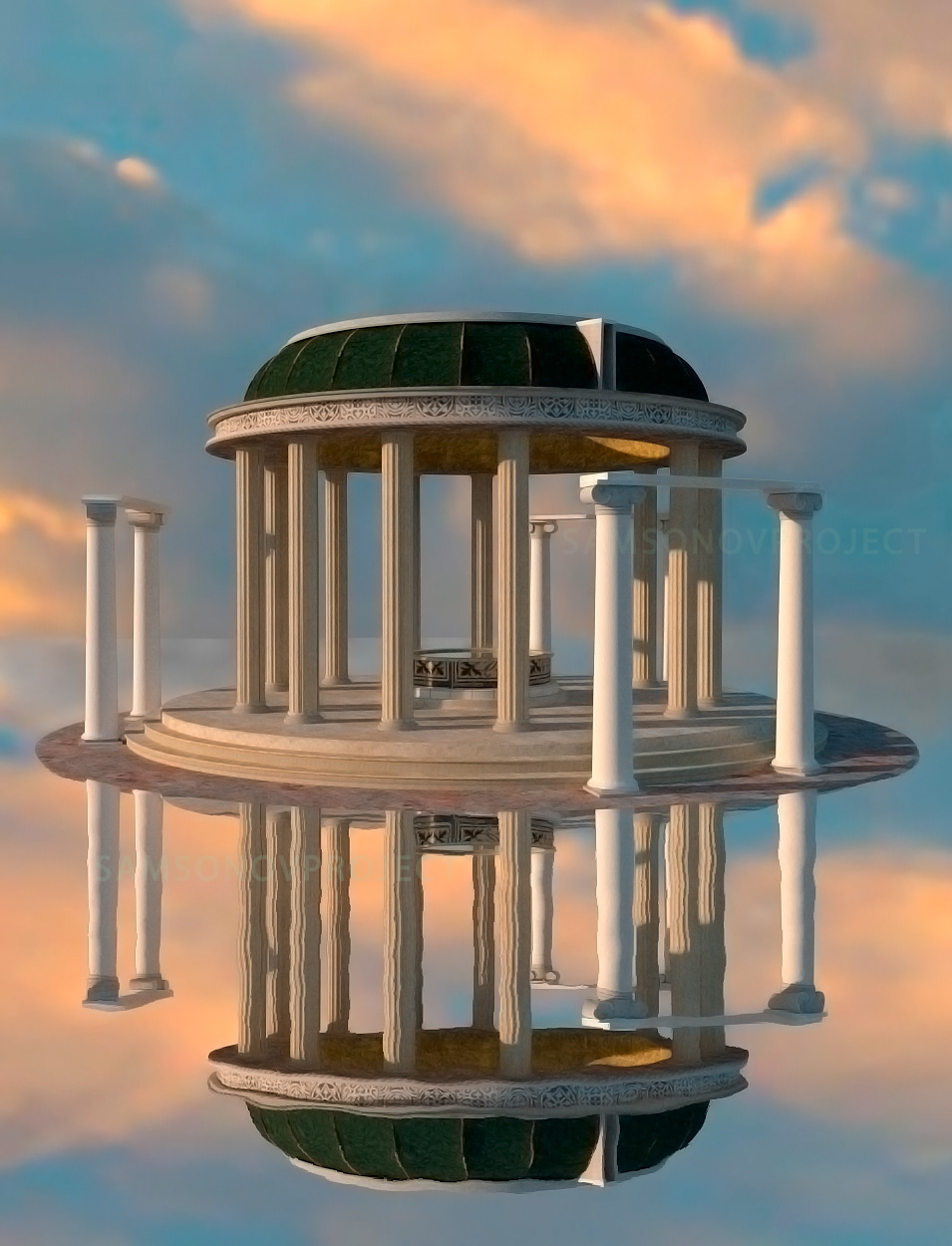 3D 3ds max architecture Classic Render Rotunda water