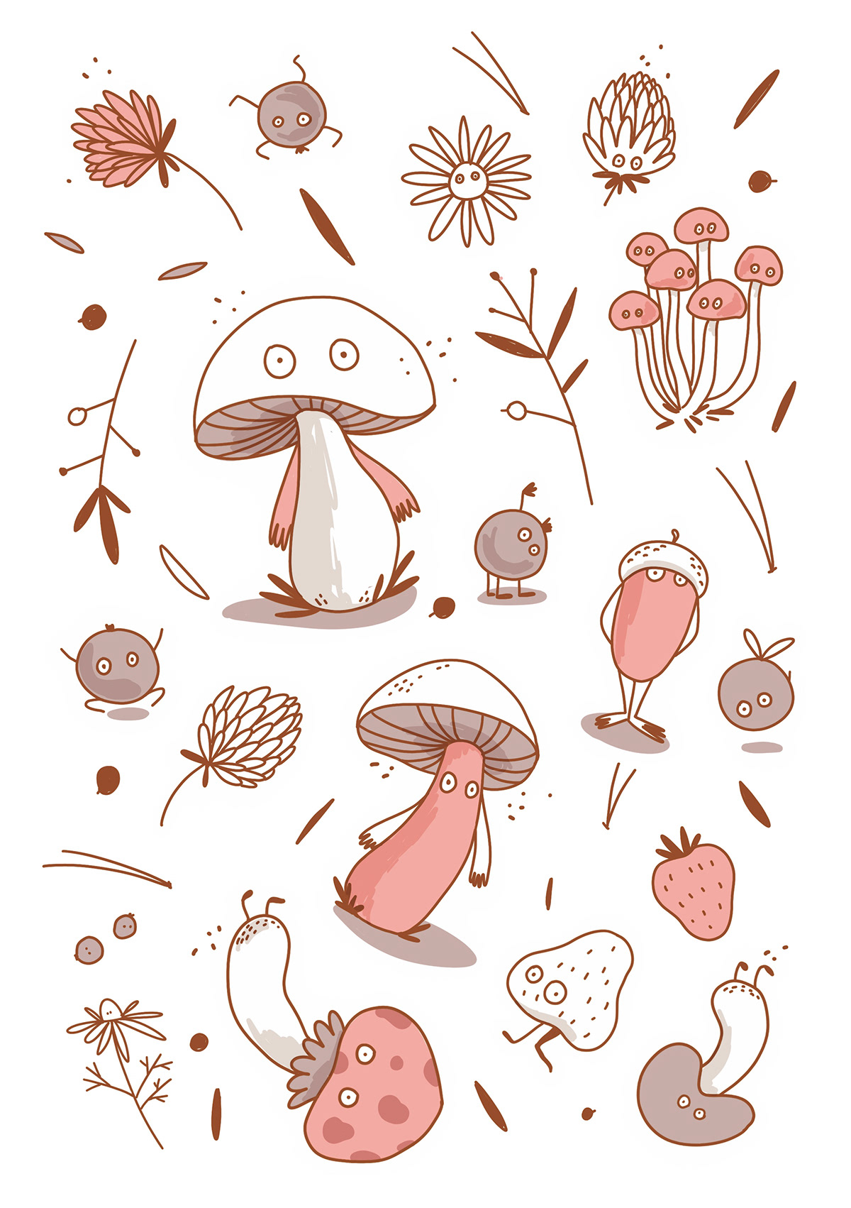 stickers graphics Mushrooms fruits crystals
