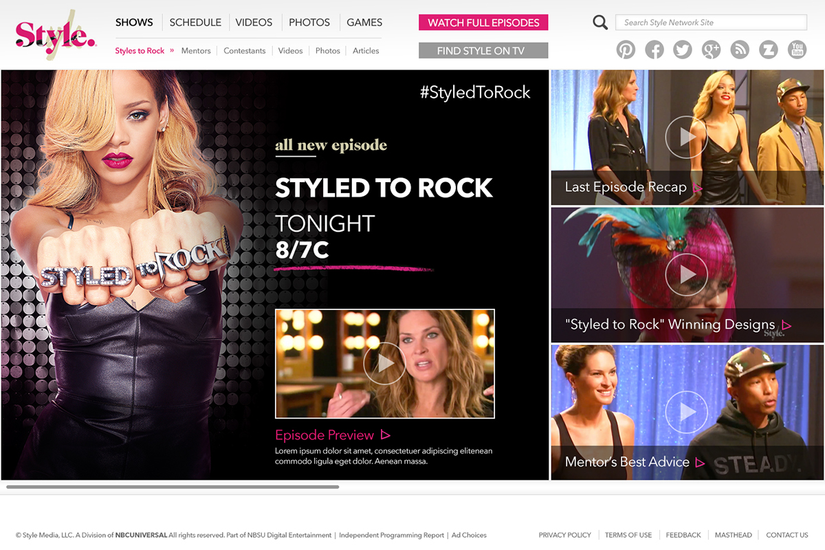 Style Network video Website tv show Reality TV Rihanna Responsive