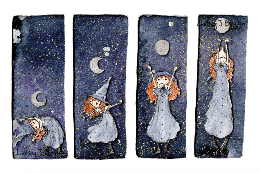 comic comic art full moon moon phases papercut sequential Sequential Art watercolor witch