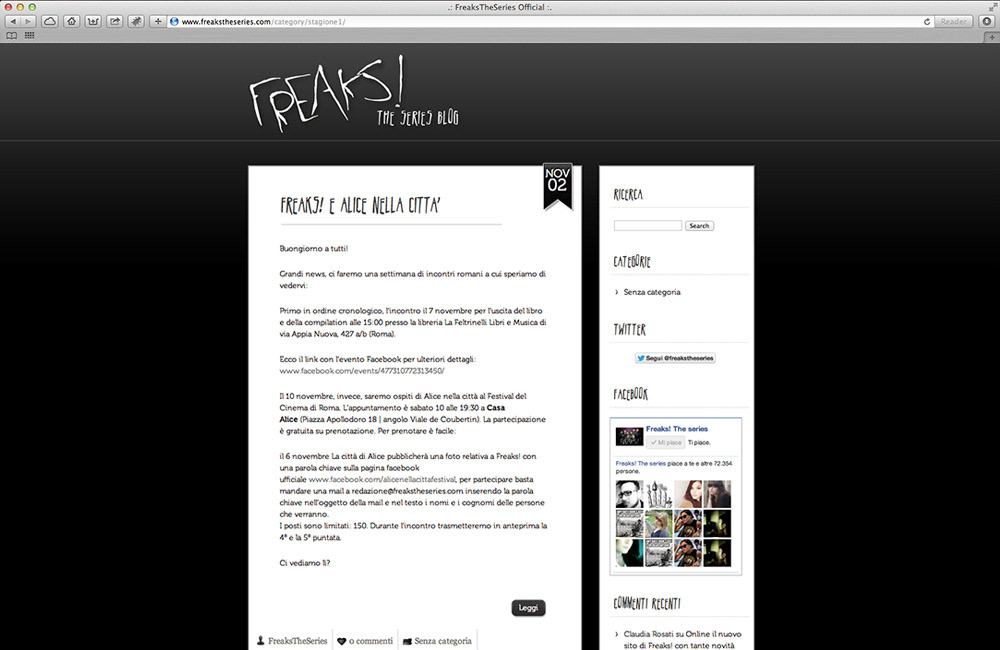 freaks freaks! the series freaks website website layout