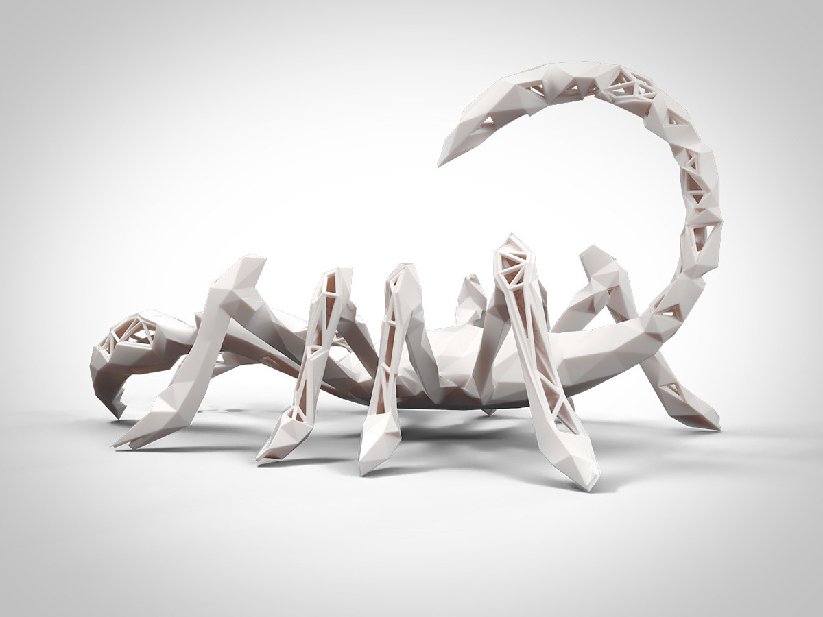 scorpion king 3D print lattice decor stylized art toy design