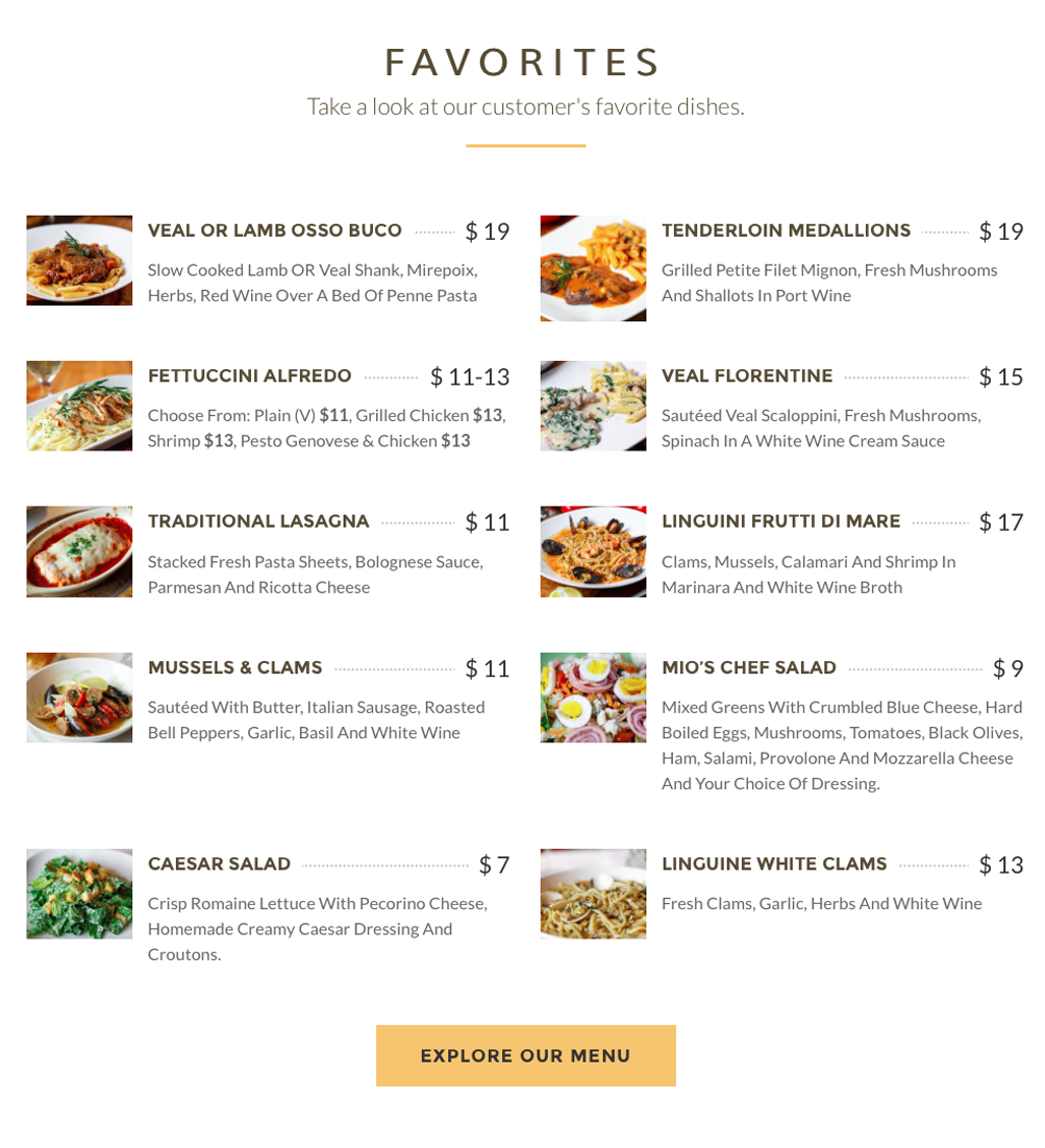 Web Design  Website restaurant Mobile responsive Italian food dallas Fort Worth branding 
