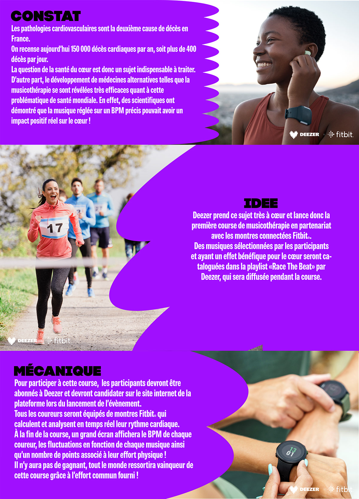 campaign Advertising  marketing   Case Study deezer race Event visual identity art direction  Fitbit