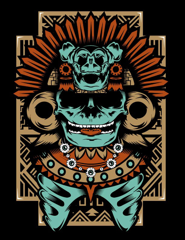 Muerte diablo aztecas vector deidad