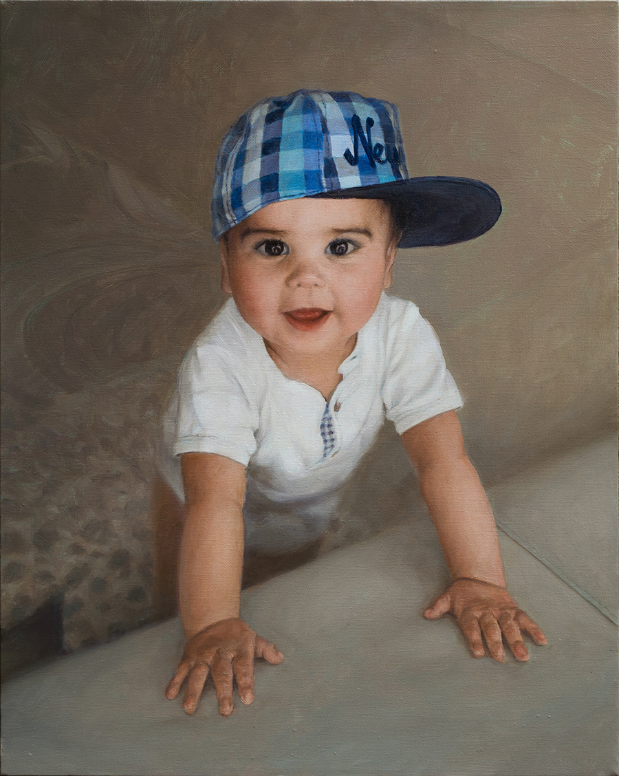 oil canvas portrait kid child Character