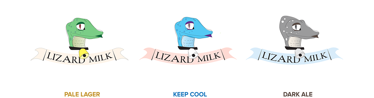 lizard milk colorful color pink blue beer bottle animal simple cute draw Fun funny drink
