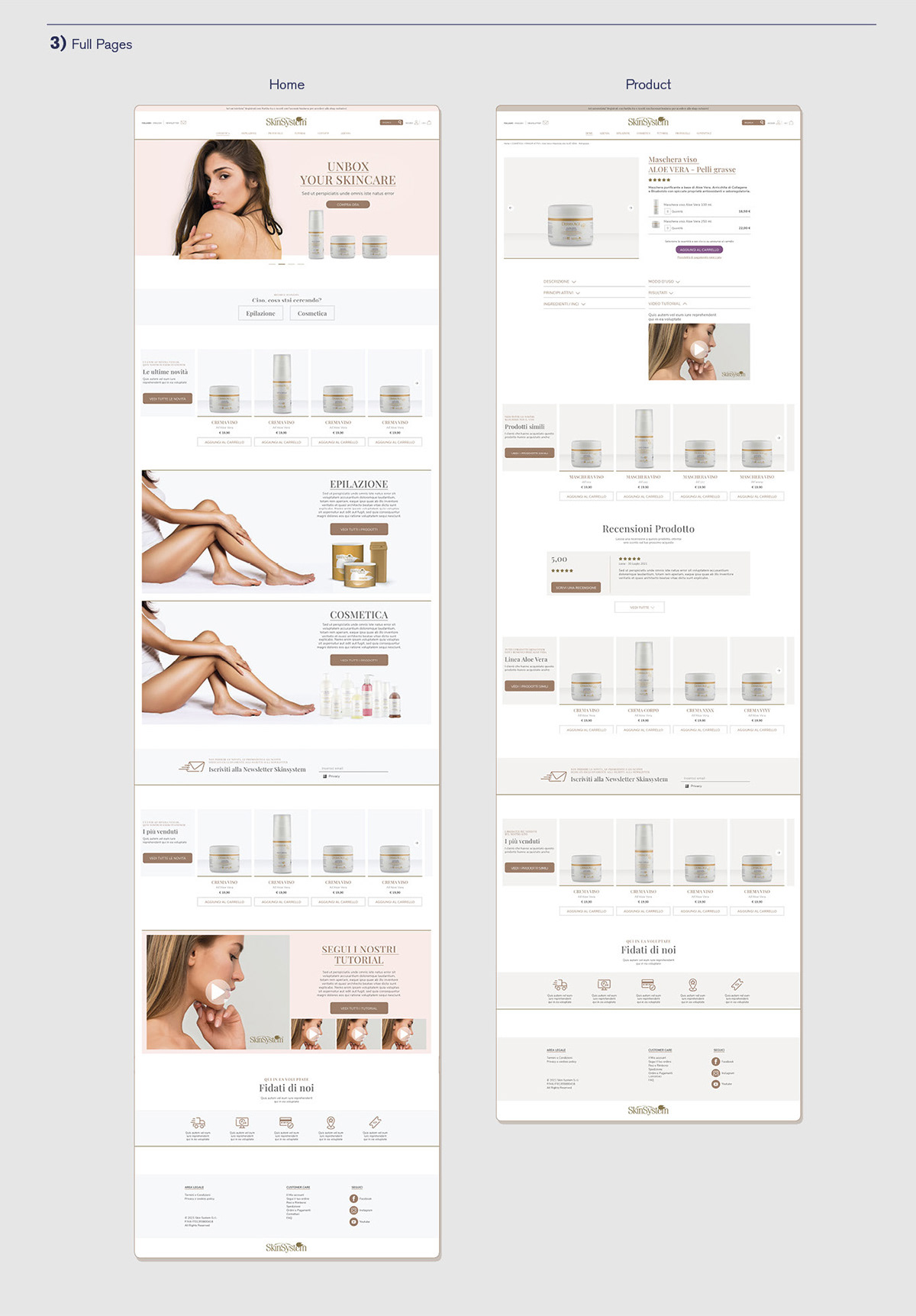 website design for a beauty ecommerce