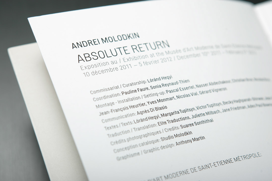 Anthony Martin  Andrei Molodkin  Absolute Return art mise en page Layout book museum Lorand Hegyi Tupitsyn art sensus