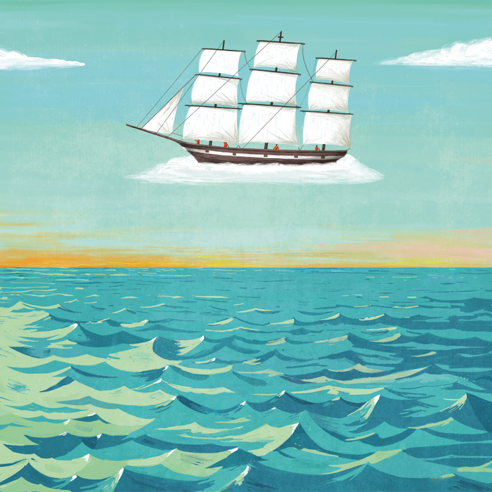 ship Ocean Vinyl Cover sea waves sailing ship conceptual illustration Corel Painter poster illustration artwork Creative Illustrator book illustration Illustrated book italian illustrator illustratore italiano