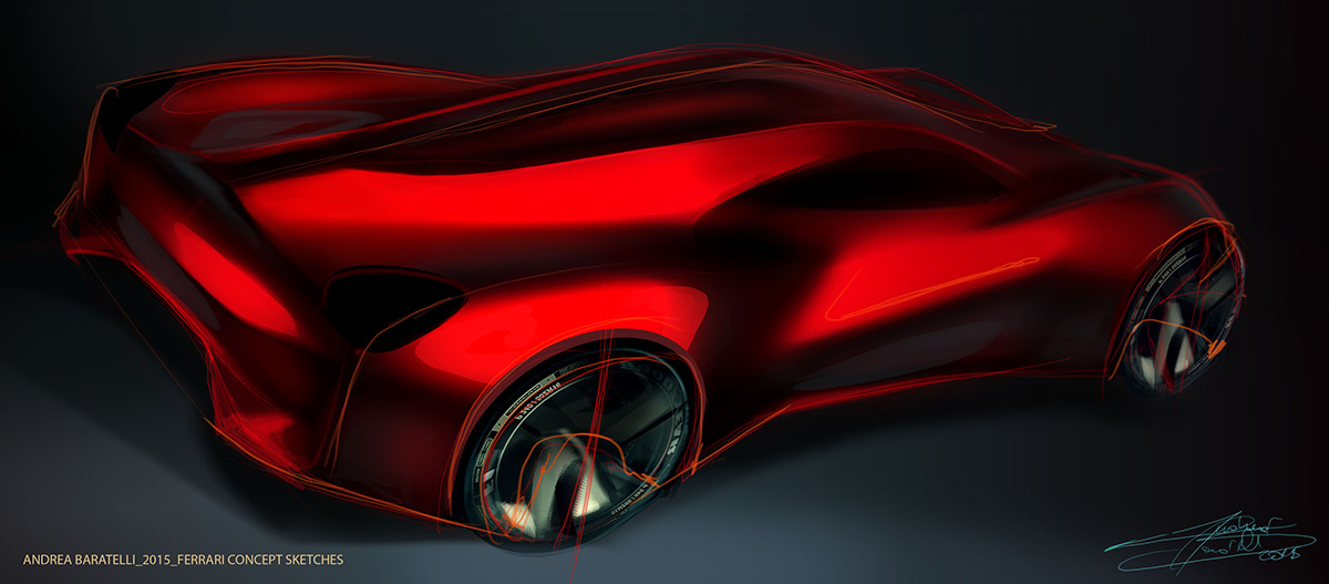 digital sketches car design FERRARI concept car