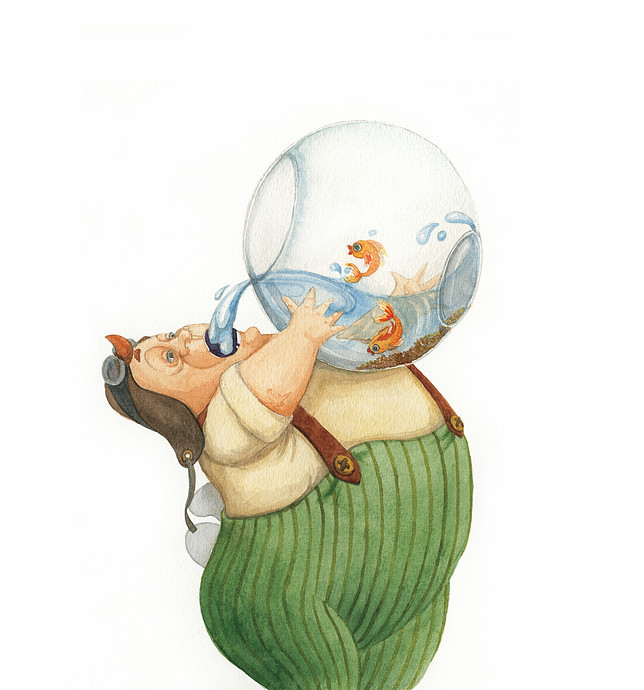 karlson Astrid Lindgren children`s illustration watercolor