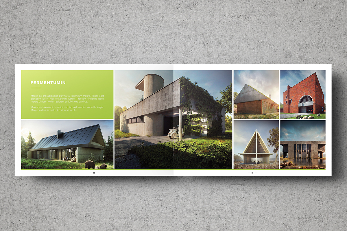 210x297 a4 Booklet brochure catalog green Interior Multipurpose template portfolio psd minimalistic red yellow architect
