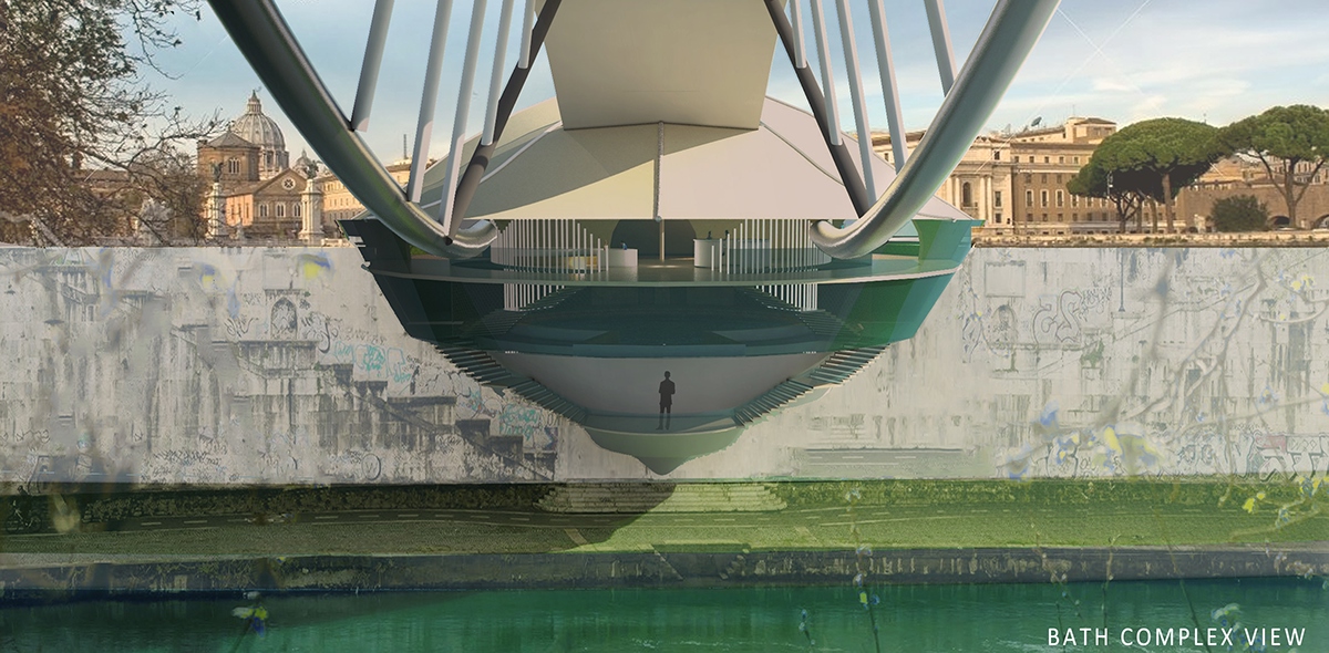 Competition architecture winner Rome river bridge 3D ILLUSTRATION  design interiors