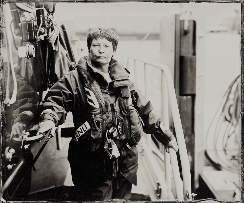 RNLI women lifeboat woman female crew volunteer maritime nautical lifesavers East Anglia sea portrait wet plate collodion