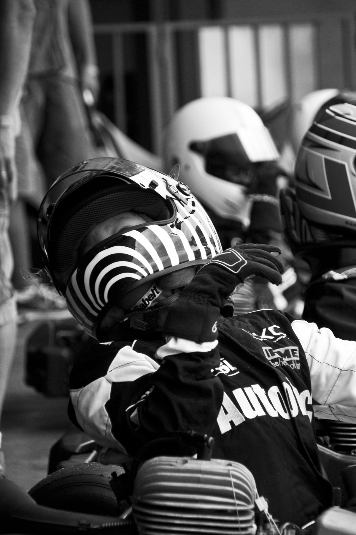 black and white race kart Racing