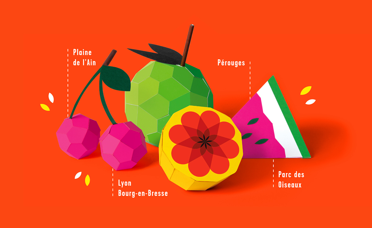 spring poster paper-art colorfull orange Fruit 3D affiche festival Musique printed pantone vivid vitamine C