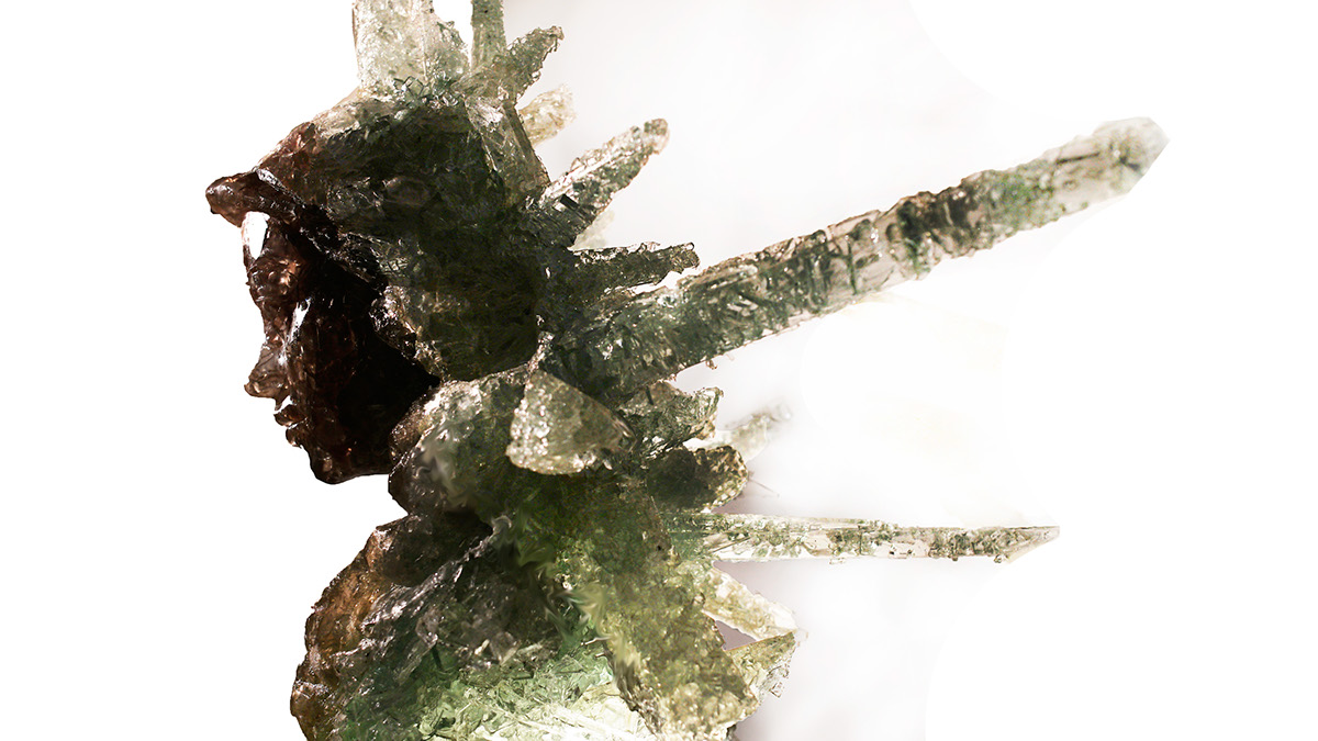 sculpture cryslats crystal crystaline body human woman portrait bust glass resin