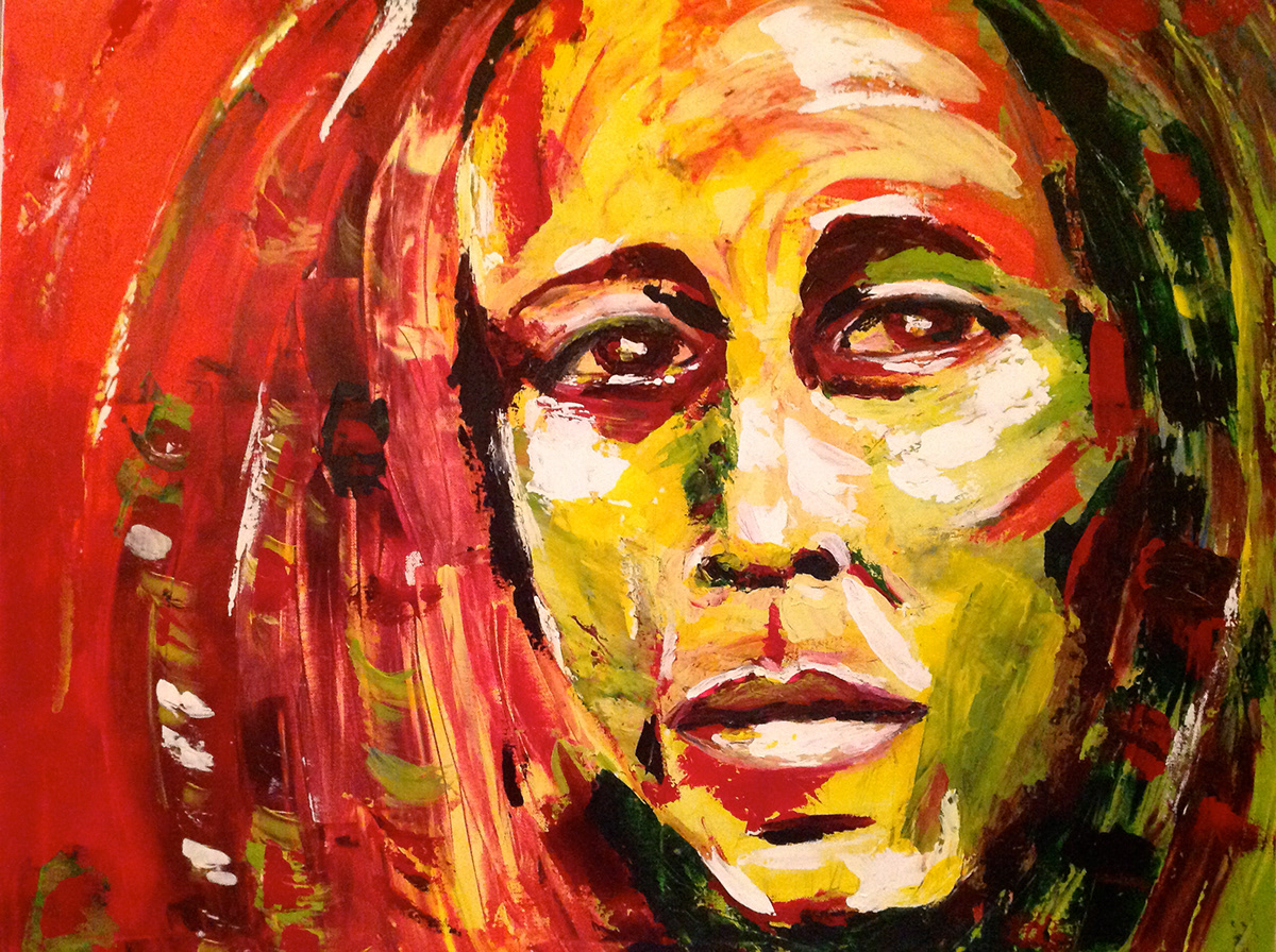 Bob marley musician artist reagge africa jamiaca portrait canvas