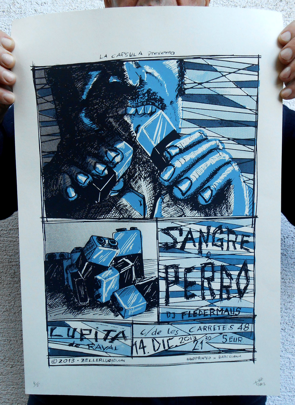 serigrafia screenprint concert gig poster venue barcelona zellerluoid handmade paper t-shirt