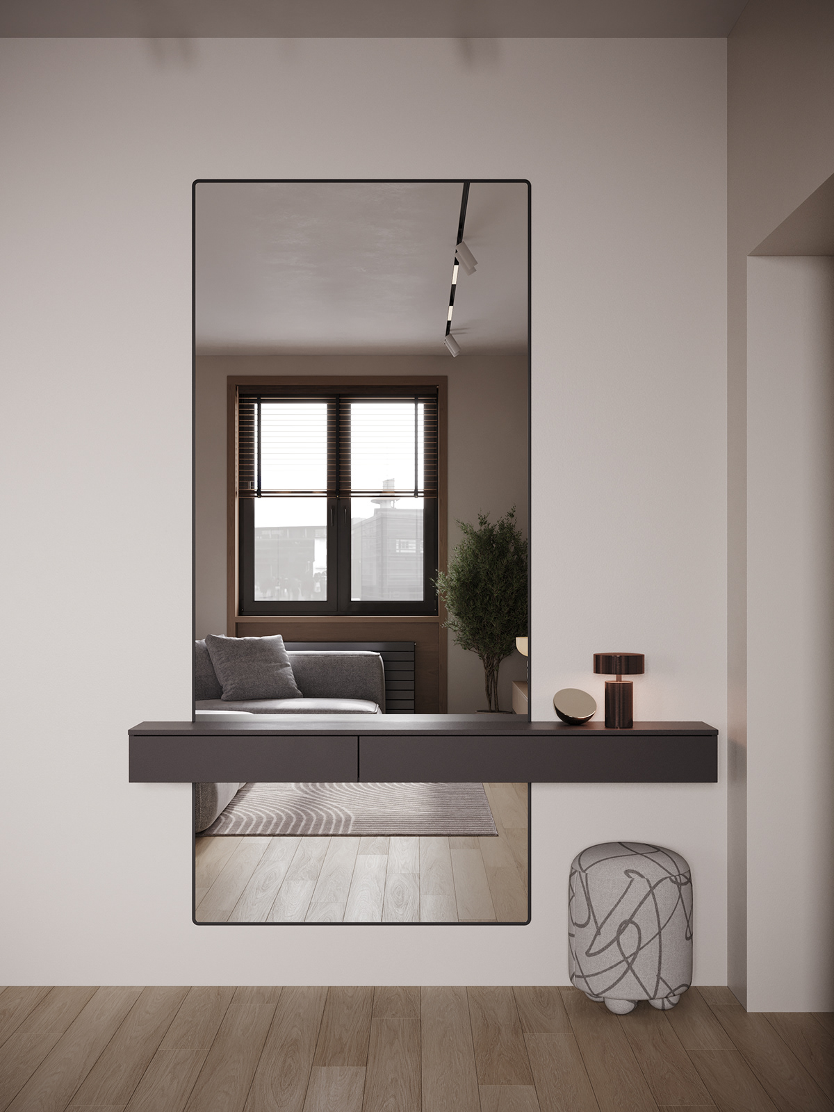 Minimalism design interior design  Render visualization archviz architecture beige 3D corona