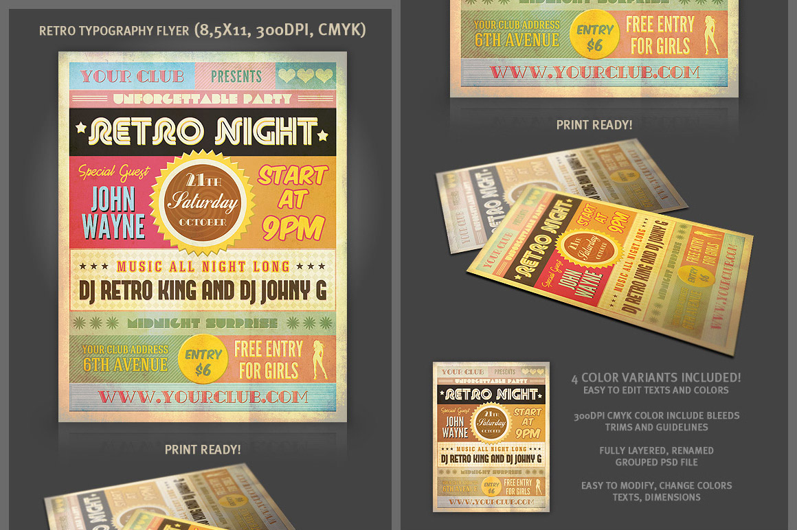 dealjumbo Deal sale discount bundle print templates Retro vintage flyer poster Resume business card presentation