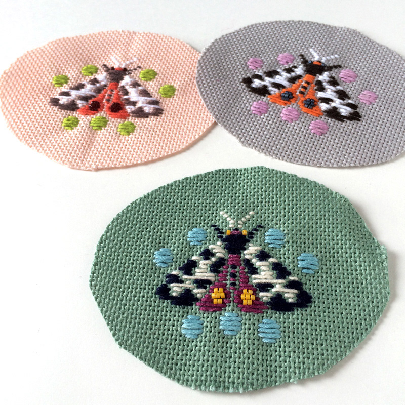 Kogin embroidered Insect Brooches