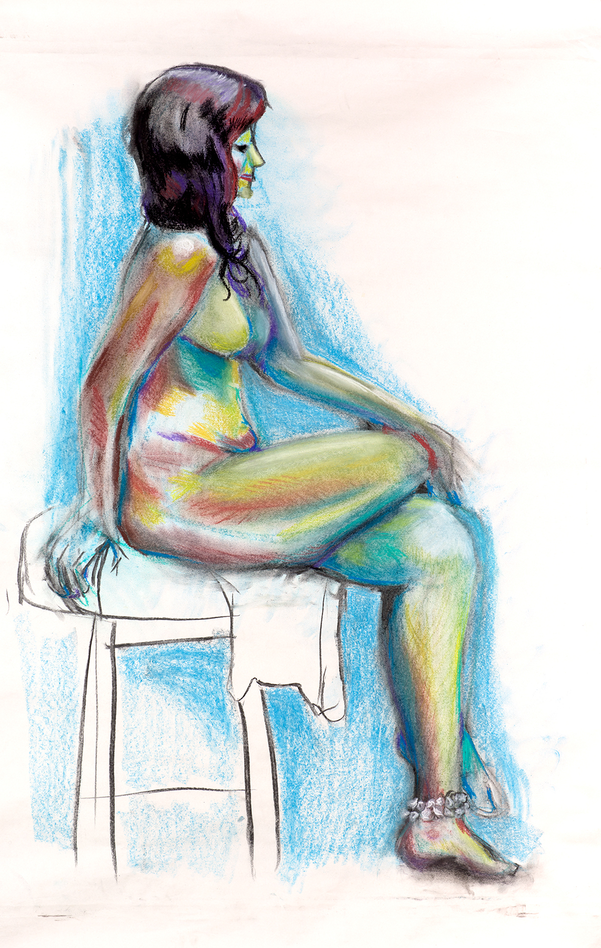body portrait figural chalk men woman