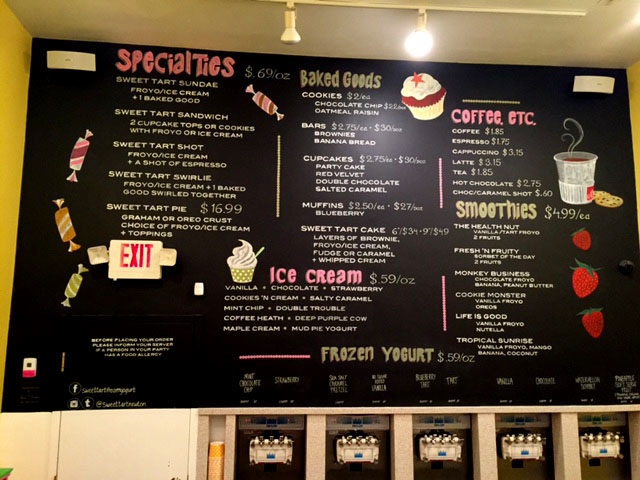 Adobe Portfolio Sweet Tart Newton Center Chalkboard menu frozen yogurt cupcakes ice cream Candy menu board