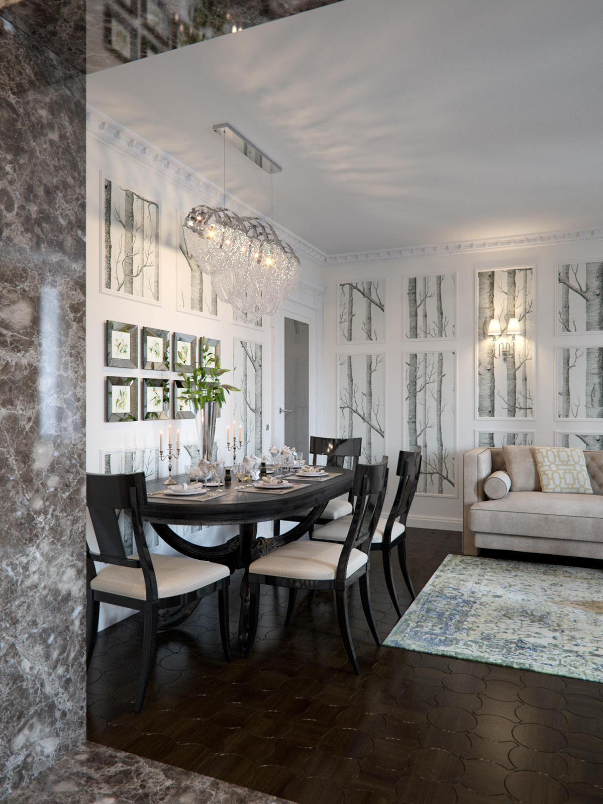 Classic Interior classic furniture Marble parquet 3D Visualization art-MIXER Alexander Lysak Interior Workshop photorealistic