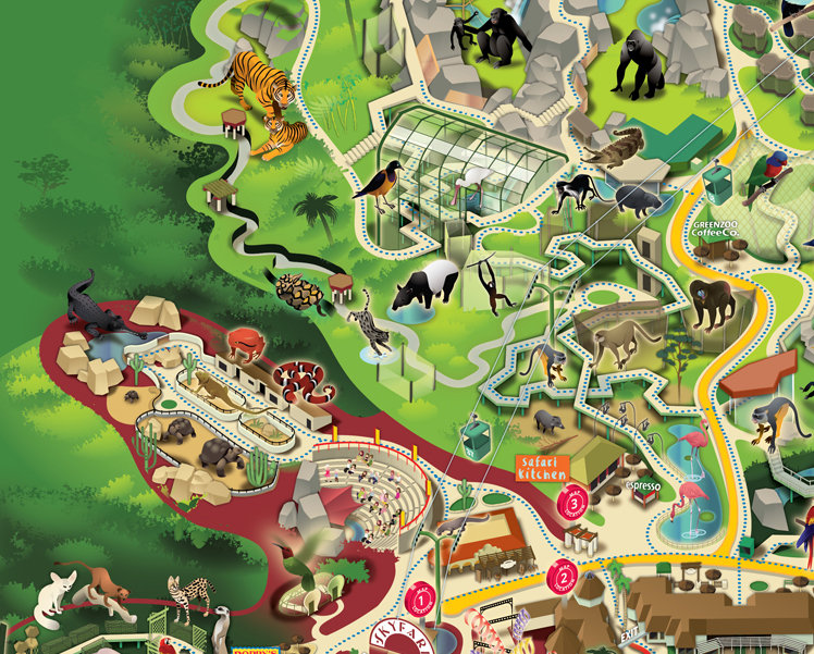 San Diego Zoo, California Park Map on Behance