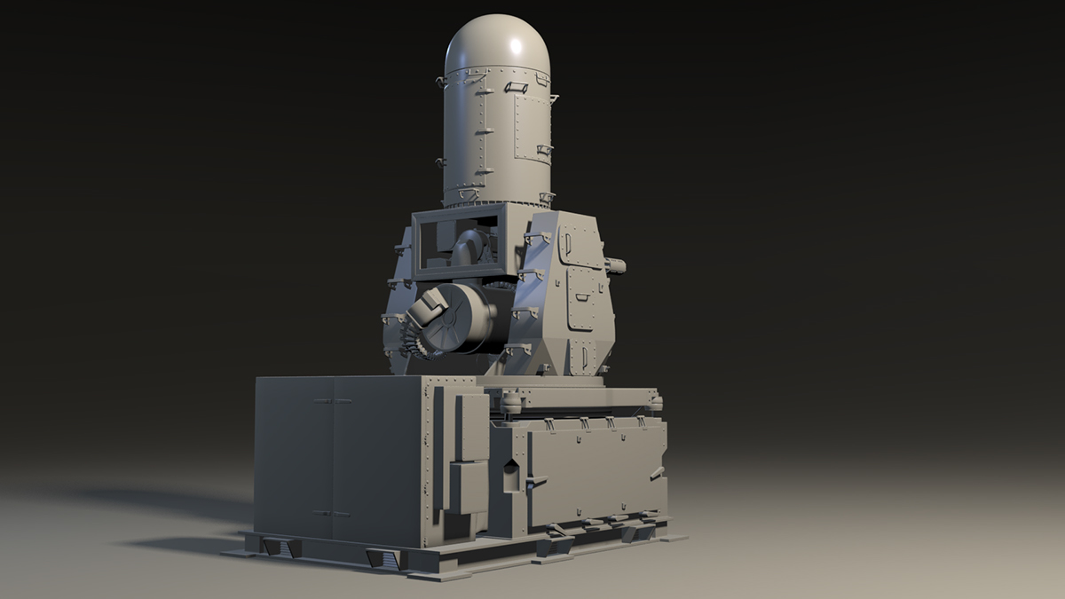 CIWS vulcan Cannon battleship Gun 3D model wireframe realistic detailed
